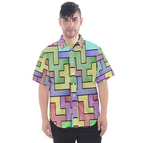 Colorful Stylish Design Men s Short Sleeve Shirt by gasi