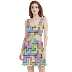 Colorful Stylish Design Velour Cutout Dress by gasi