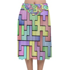 Colorful Stylish Design Velvet Flared Midi Skirt by gasi