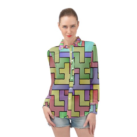 Colorful Stylish Design Long Sleeve Chiffon Shirt by gasi