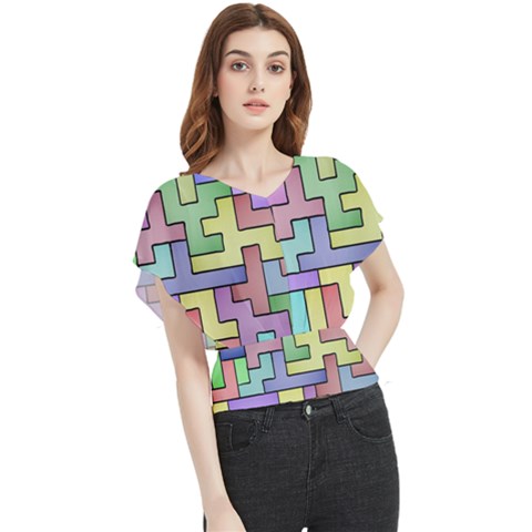 Colorful Stylish Design Butterfly Chiffon Blouse by gasi