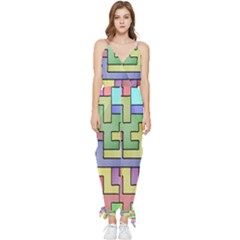 Colorful Stylish Design Sleeveless Tie Ankle Chiffon Jumpsuit by gasi