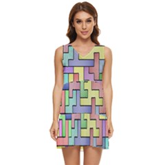 Colorful Stylish Design Tiered Sleeveless Mini Dress by gasi