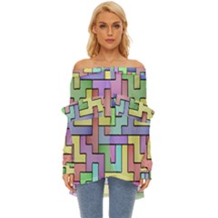 Colorful Stylish Design Off Shoulder Chiffon Pocket Shirt by gasi