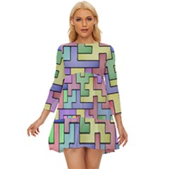 Colorful Stylish Design Long Sleeve Babydoll Dress by gasi