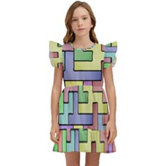 Colorful Stylish Design Kids  Winged Sleeve Dress by gasi