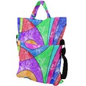 Colorful stylish design Fold Over Handle Tote Bag View2