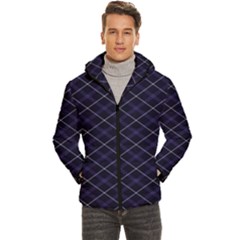 Royal Blue Plaid / Tartan Men s Hooded Quilted Jacket by dressshop