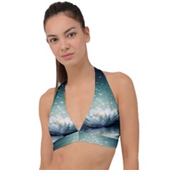 Sparkle Lotus Halter Plunge Bikini Top by Sparkle