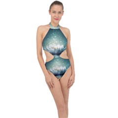 Sparkle Lotus Halter Side Cut Swimsuit by Sparkle