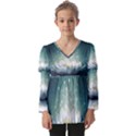 Sparkle Lotus Kids  V Neck Casual Top View1