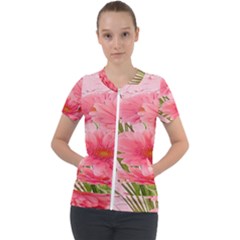 Nature Flowers Short Sleeve Zip Up Jacket by Sparkle