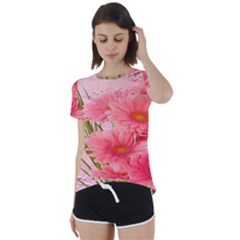 Nature Flowers Short Sleeve Open Back Tee by Sparkle