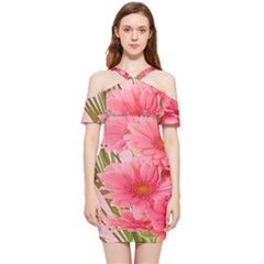 Nature Flowers Shoulder Frill Bodycon Summer Dress by Sparkle