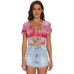 Nature Flowers V-neck Crop Top by Sparkle