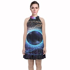 Digitalgalaxy Velvet Halter Neckline Dress  by Sparkle