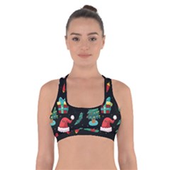 Christmas Pattern Cross Back Sports Bra by designsbymallika