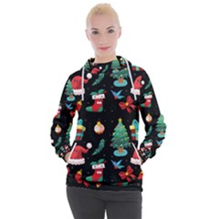 Christmas Pattern Women s Hooded Pullover by designsbymallika