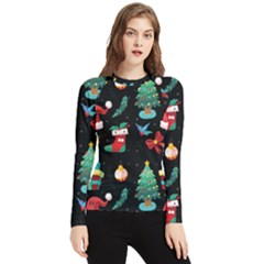 Christmas Pattern Women s Long Sleeve Rash Guard by designsbymallika