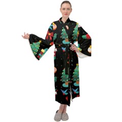 Christmas Pattern Maxi Velour Kimono by designsbymallika