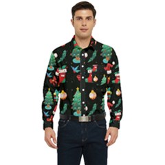 Christmas Pattern Men s Long Sleeve Pocket Shirt 