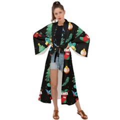 Christmas Pattern Maxi Kimono by designsbymallika