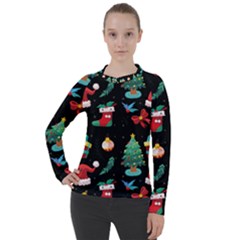 Christmas Pattern Women s Pique Long Sleeve Tee