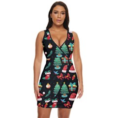 Christmas Pattern Draped Bodycon Dress