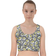 Gong Instrument Motif Pattern Velvet Racer Back Crop Top