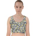 Gong Instrument Motif Pattern Velvet Racer Back Crop Top View1