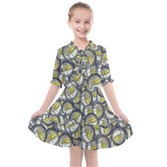 Gong Instrument Motif Pattern Kids  All Frills Chiffon Dress by dflcprintsclothing