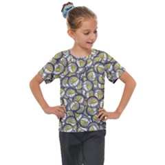 Gong Instrument Motif Pattern Kids  Mesh Piece Tee