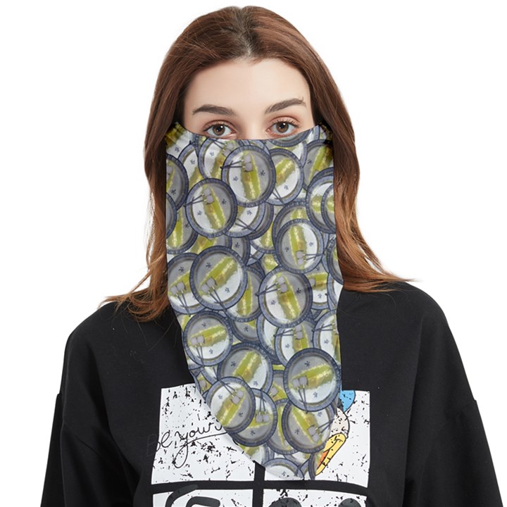 Gong Instrument Motif Pattern Face Covering Bandana (Triangle)