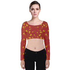 Background Pattern Texture Design Velvet Long Sleeve Crop Top by Ravend