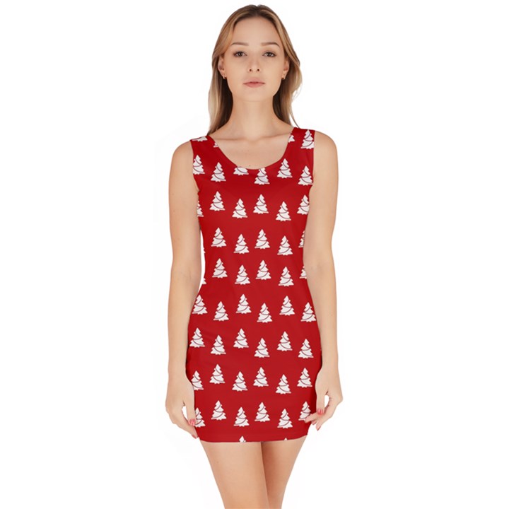 White Christmas Tree Red Bodycon Dress