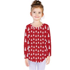 White Christmas Tree Red Kids  Long Sleeve Tee