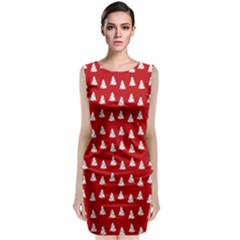 White Christmas Tree Red Sleeveless Velvet Midi Dress