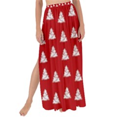 White Christmas Tree Red Maxi Chiffon Tie-up Sarong by TetiBright