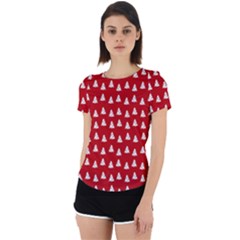 White Christmas Tree Red Back Cut Out Sport Tee by TetiBright