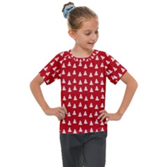 White Christmas Tree Red Kids  Mesh Piece Tee