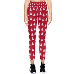 White Christmas Tree Red Pocket Leggings 