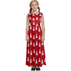 White Christmas Tree Red Kids  Satin Sleeveless Maxi Dress by TetiBright