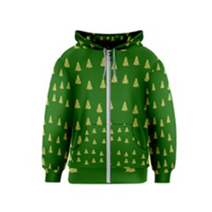 Green Christmas Trees Green Kids  Zipper Hoodie by TetiBright