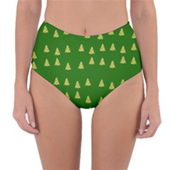 Green Christmas Trees Green Reversible High-waist Bikini Bottoms by TetiBright