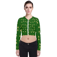 Green Christmas Trees Green Long Sleeve Zip Up Bomber Jacket