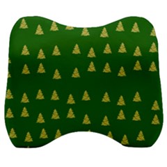 Green Christmas Trees Green Velour Head Support Cushion by TetiBright