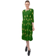 Green Christmas Trees Green Ruffle End Midi Chiffon Dress by TetiBright