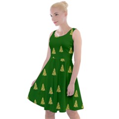 Green Christmas Trees Green Knee Length Skater Dress by TetiBright