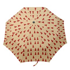 Red Christmas Tree Brown Folding Umbrellas by TetiBright