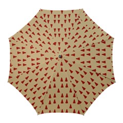 Red Christmas Tree Brown Golf Umbrellas by TetiBright